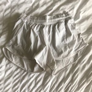 White Lululemon 4” hotty hot shorts